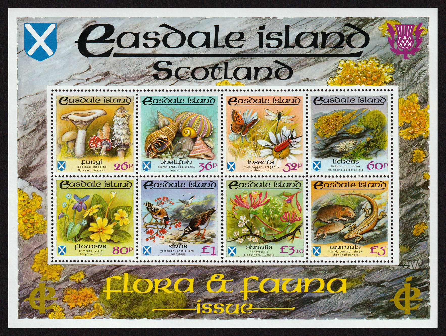 Szkocja Wyspa Easdale Flora i Fauna Nieautoryzowany Arkusik 1988